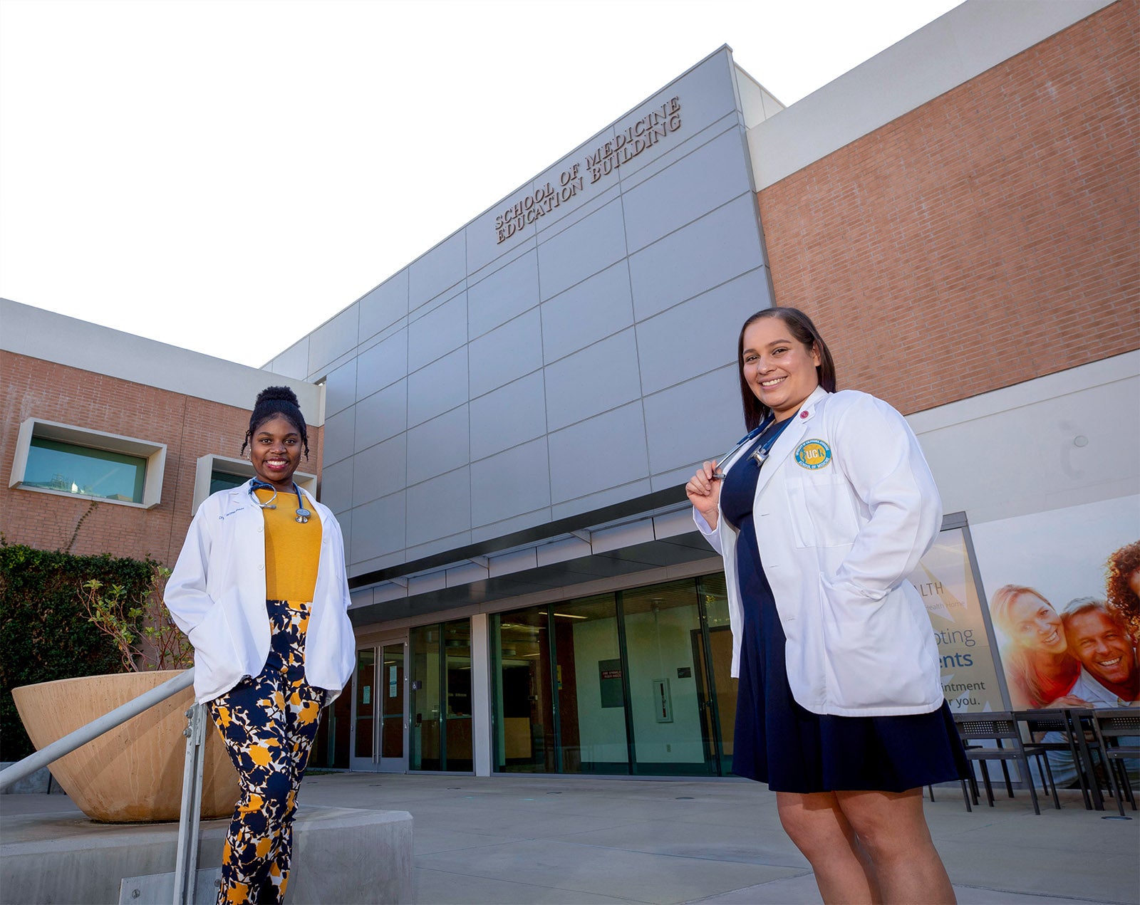 Crystal Witherspoon, left, and Alma Esparza Castañeda at the UCR School of Medicine Education Building.